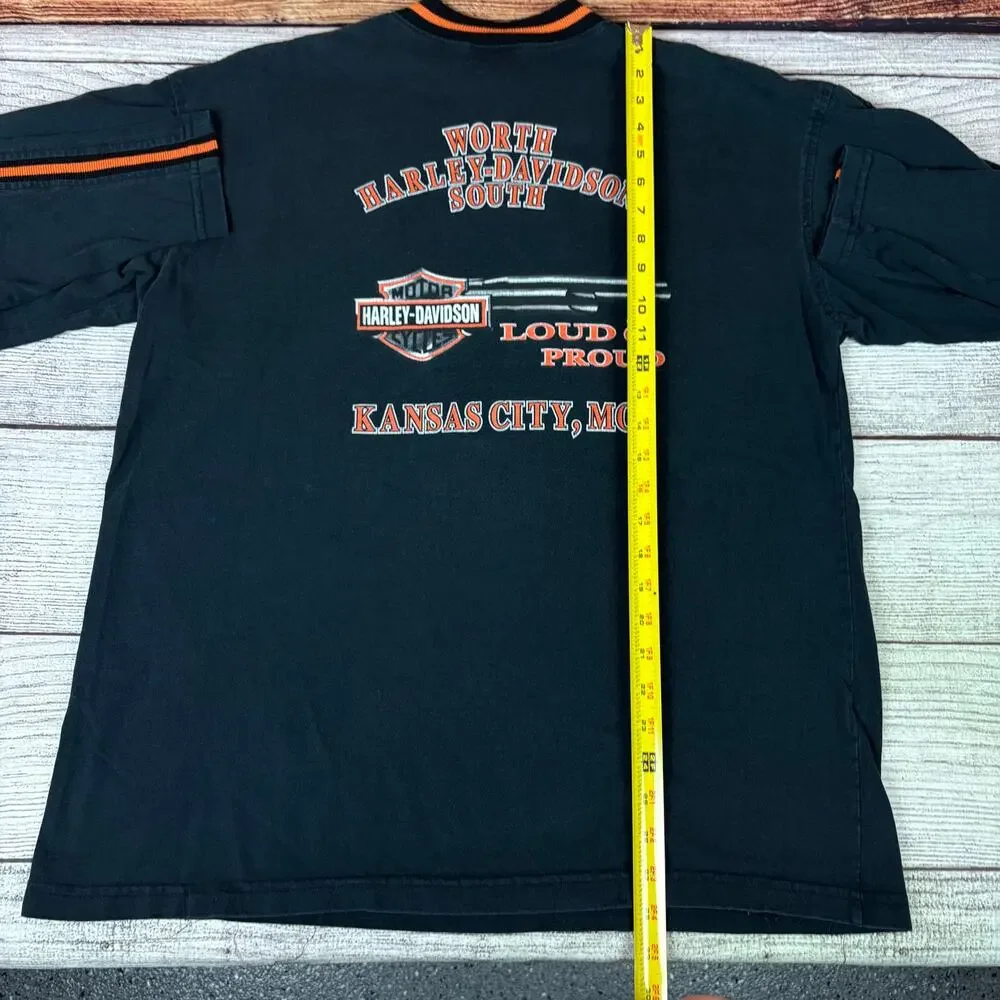 Vintage 2002 Harley Davidson Motorcycles Kansas City Long Sleeve Shirt